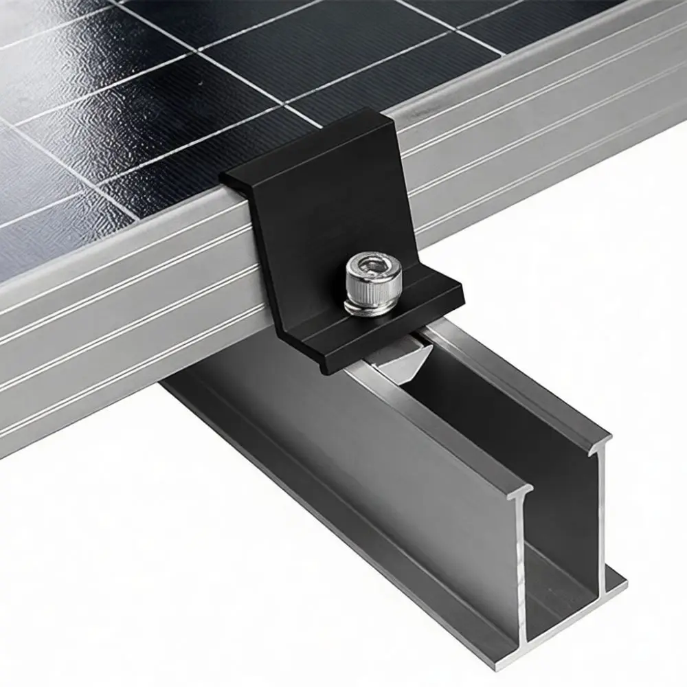 Solar Panel Mounting Brackets Aluminum Alloy End Mid Clamp Kit Black Anodized Photovoltaic Roof Installation Fixed Tool