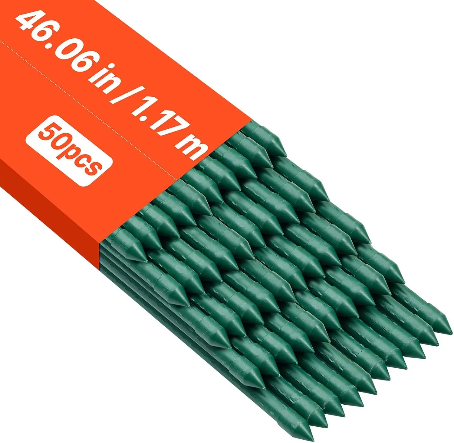 

Садовые опоры для растений, 50 шт., 46,06 дюймов, металлические с пластиковым покрытием, для поддержки томатов, с заостренным концом и N-образным профилем