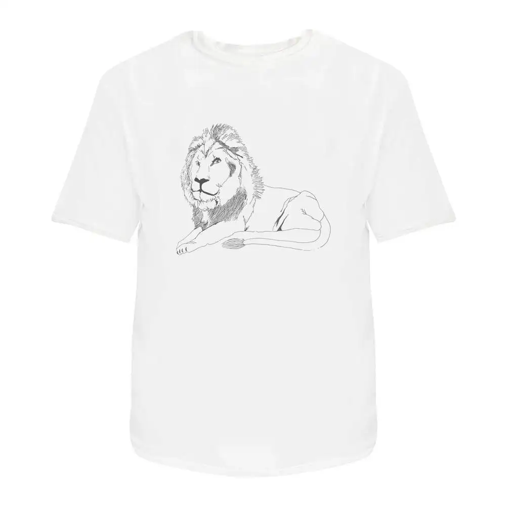 Crouching Lion' Cotton T-Shirts   Anime Graphic T-shirts for Men Clothing Women