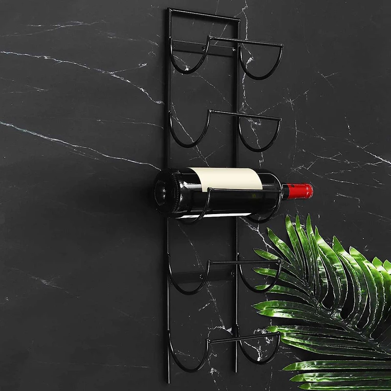 5 Bottle Iron Wall Wine Holder Simple Hanging Wine Rack Storage Holder Shelf Bar Kitchen Rack Bottle Display Stand