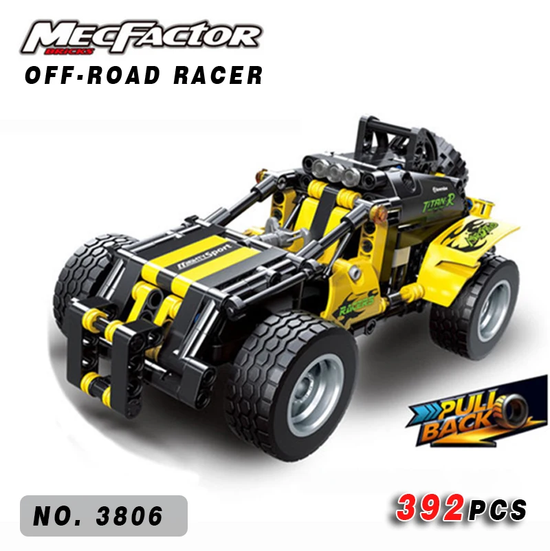 Technical Series Off-road Vehicle Building Block With Return Function Assembled Toys 3806 Boys' Gifts 392Pcs Age 5+