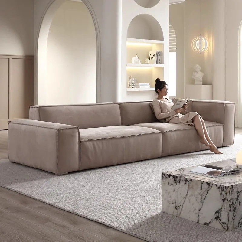 Italian Minimalist Tofu Block Matte Fabric Sofa Living Room Simple Modern Small Apartment Straight Row Three Internet Celebrity