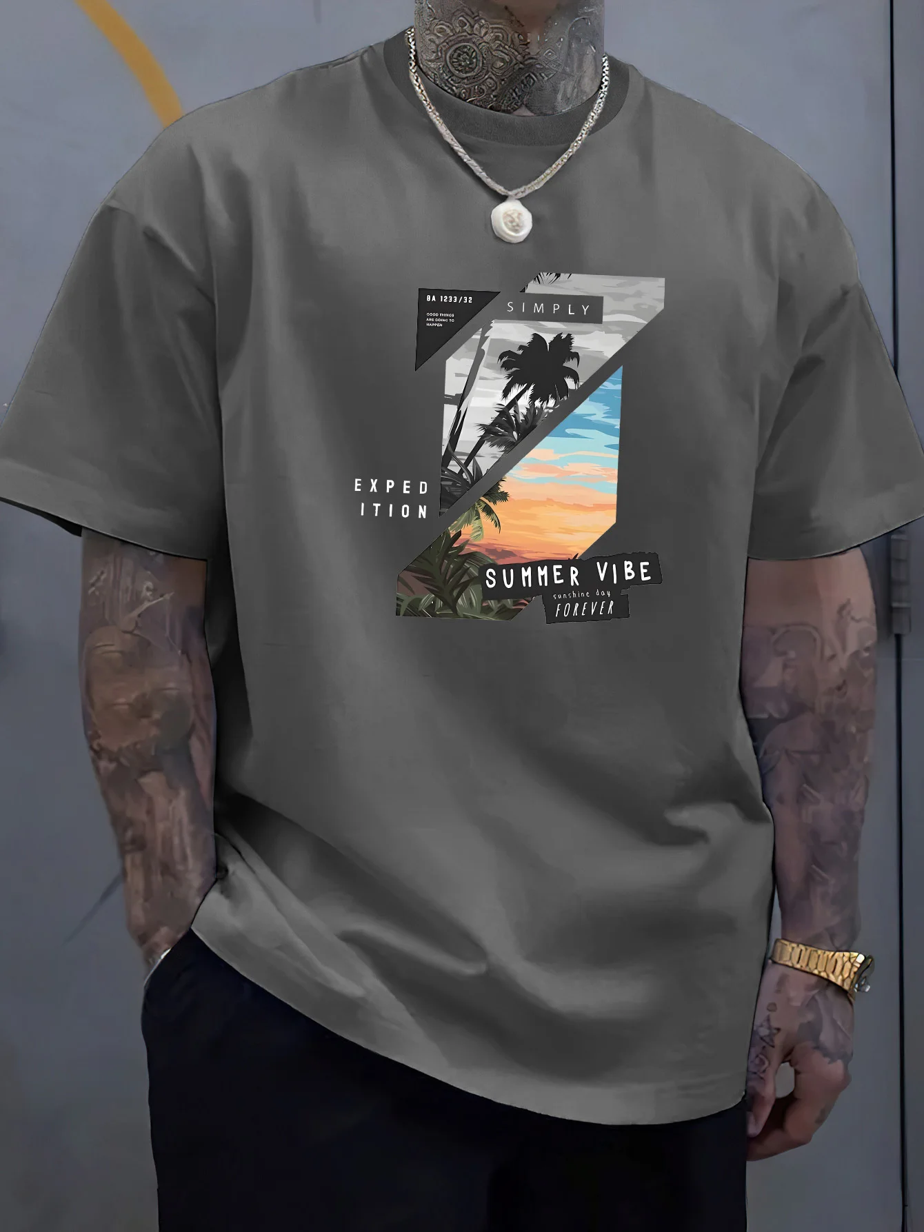 Men's Summer 100 Cotton Fashionable Casual Loose Solid Color Multi-Color Optional Sports Round Neck Short-Sleeved T-Shirt Top