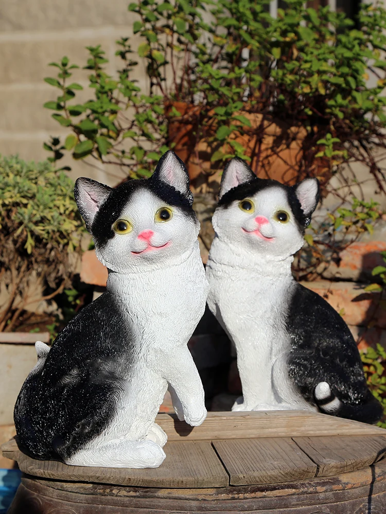 

Simulation Kitten Cute Animal Resin Lucky Cat Ornaments Outdoor Garden Balcony Figurines Courtyard Lawn Layout Sculpture Decor