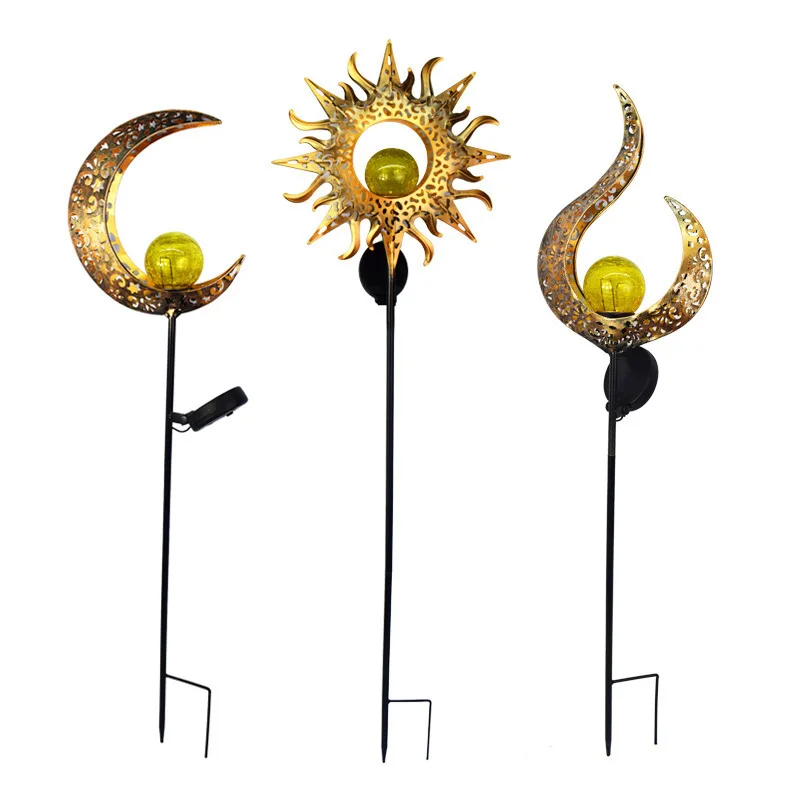 

Наружный солнечный лунный солнечный пейзаж, украшение для сада, садовый светильник, вставка из кованого железа, антикварный литой светильник, окружающий свет