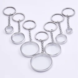 1Pc 10-40mm Openable Round Picture Relicario Pendant Keychain Glass Cremation Ashes Coin Bezel Locket Men брелок Jewelry