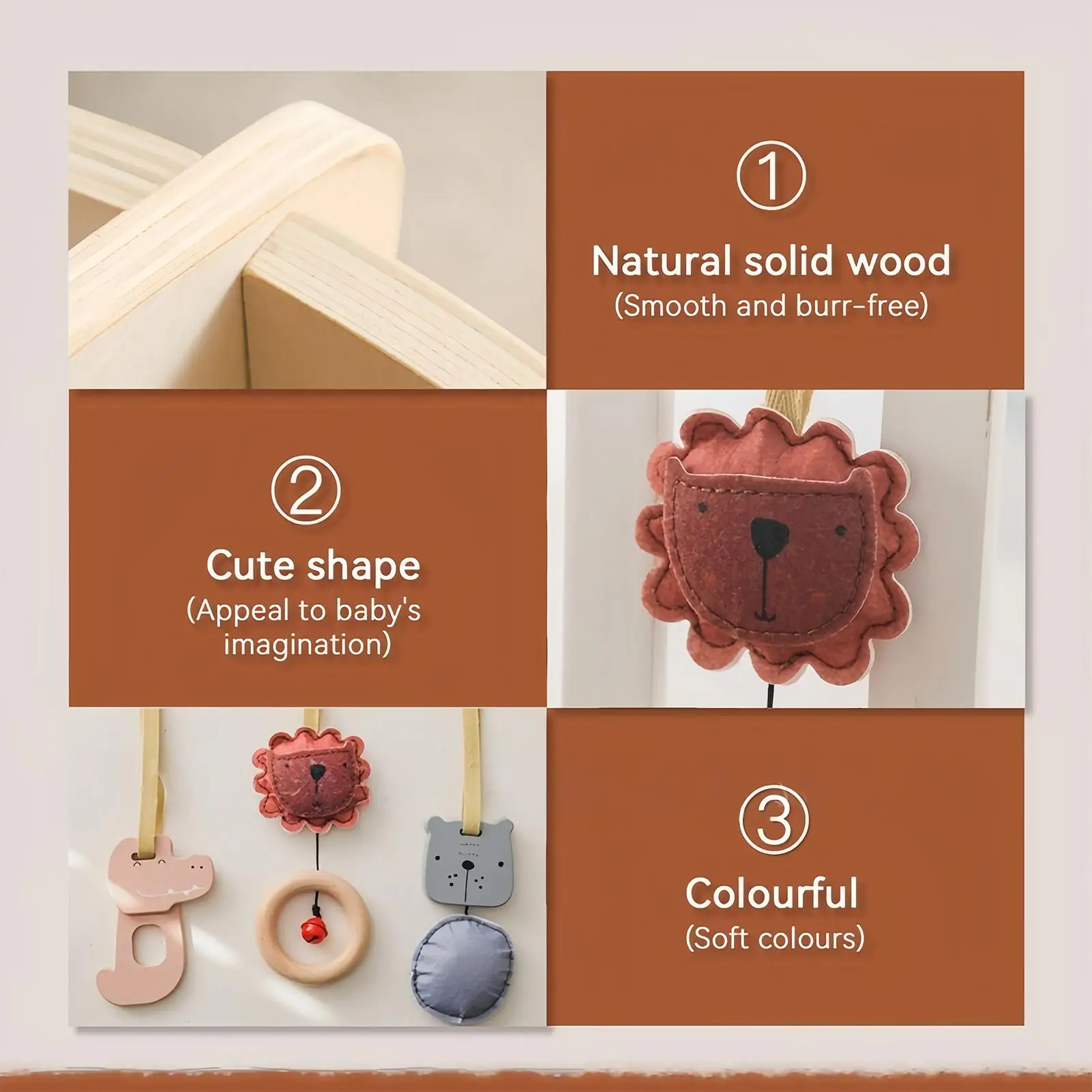 Activity Gym For Baby Learning Sensory Toys With Rattle Natural Stimulation Baby Play Gym For Toddler Kids Girls Shower Birthday