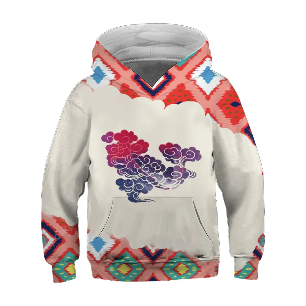 Children Clothes Girl Western Ethnic Print Sweatshirt Hoodie Outdoor Vintage Fashion Aztec Casual Long Sleeve Shirt Pullover Top