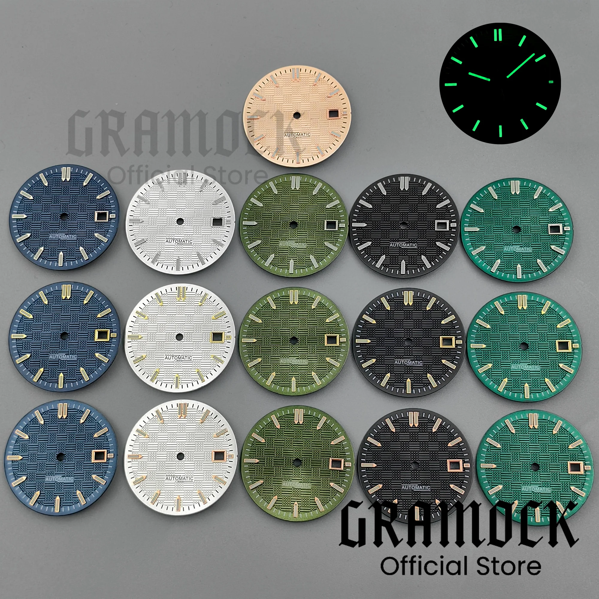

Классический циферблат Gramock, стерильный, 31 мм, для часов, с комплектом стрелок, зеленый люминесцентный, для механизмов NH35A, NH36A, запасные части для часов