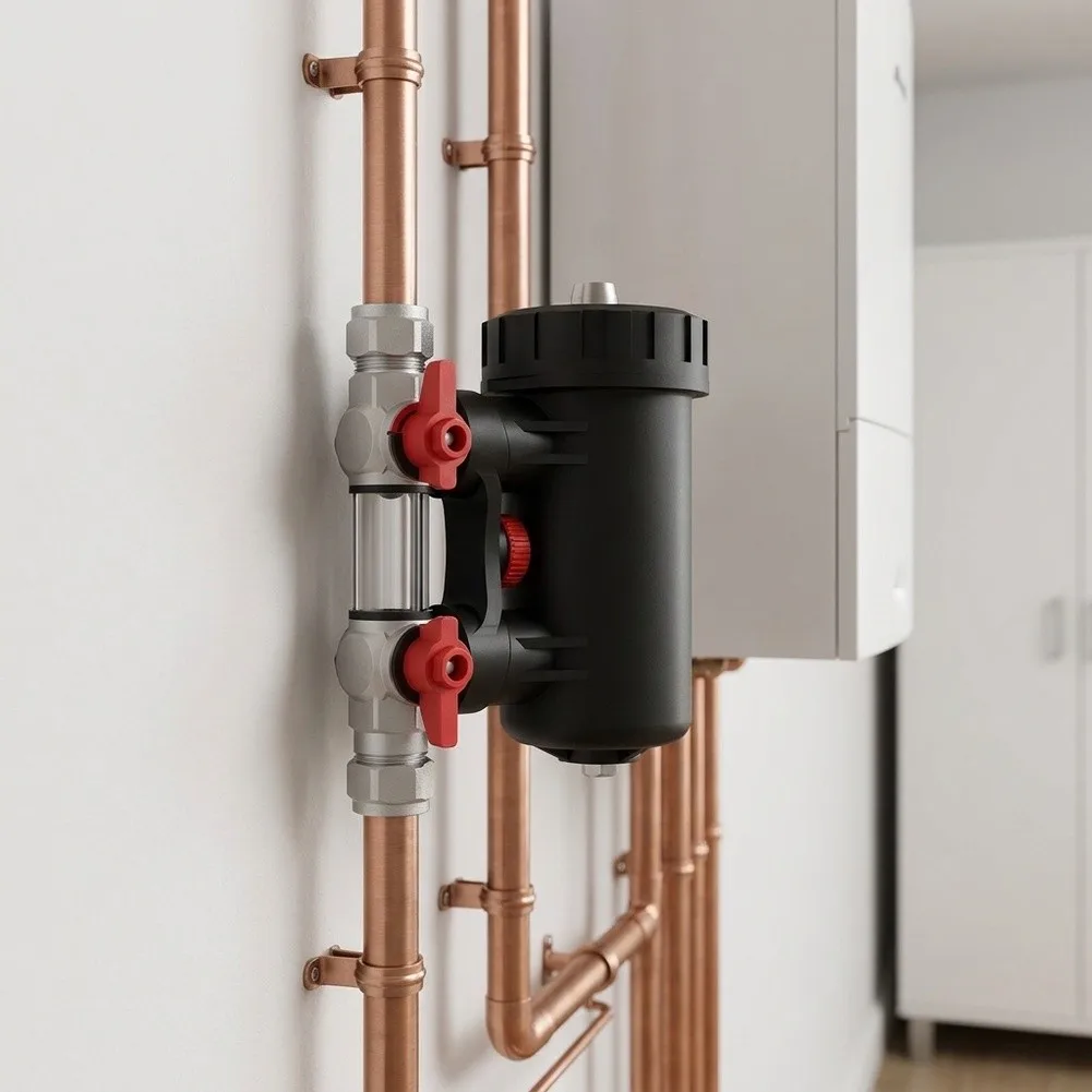 Magnetic Boiler Filter Designed for Wall Installation in Heating Systems to Improve Circulation Efficiency and System Longevity