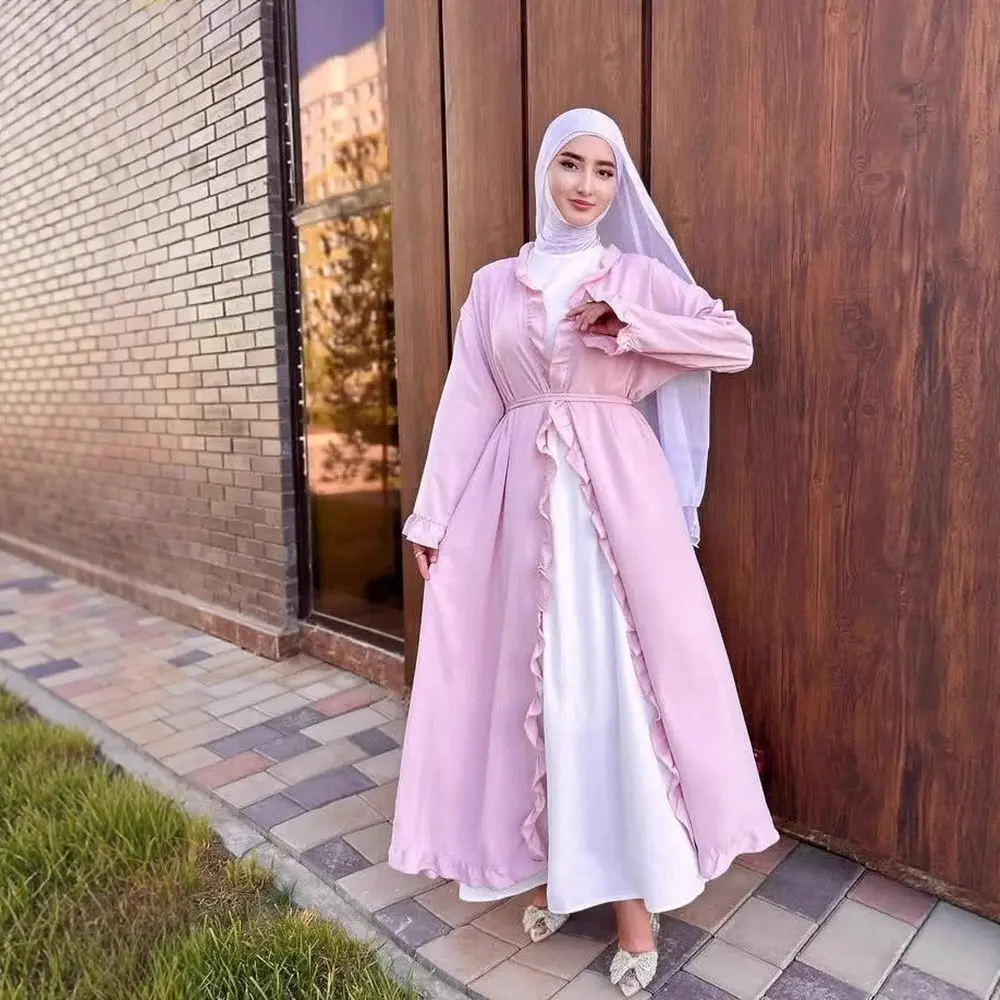 

Femme Musulmane Jalabiya Dubai Open Abaya Turkey Kaftan Women Muslim Dress Kimono Cardigan Islam Clothing Robe Caftan Kebaya Eid
