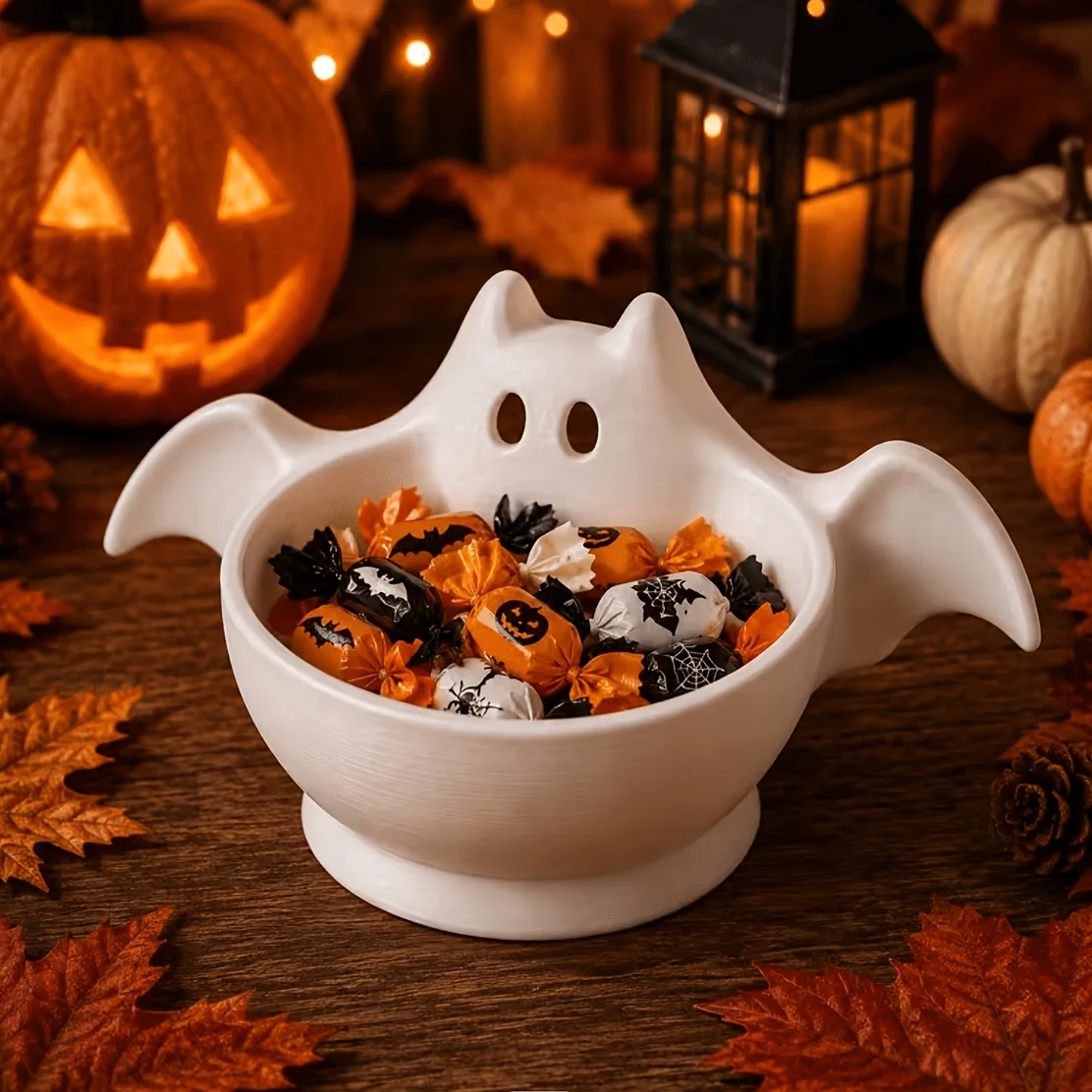 3/1 Piece with Random Color Halloween Bat Decoration, Cute Bat Statue Storage Tray, Suitable for Keys, Jewelry, Coins, Candy, Nuts, and Small Ornaments, Spooky Desktop Decoration, Halloween Home Shelf Porch Party Decoration, Halloween and Christmas Gift