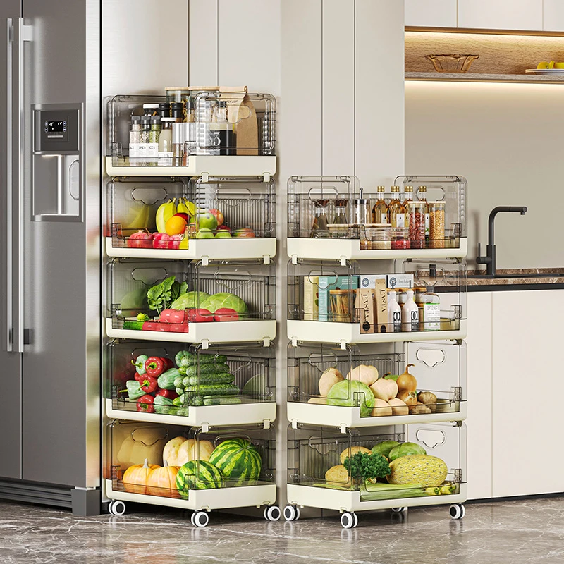 Trolley Kitchen Storage Rack Multi-Functional Vegetable and Fruit Storage Rack Living Room Toys Snacks Sundry Organizer