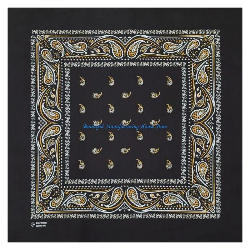 E56A Men Women Neckerchiefs Vintage Square Headscarf Western Paisleys Handkerchief Neck Accessories for Everyday Wear