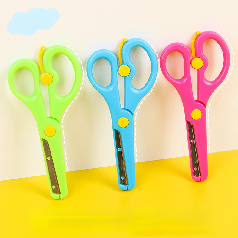 Candy color Stainless Steel Scissors Portable Handmade Scissors paper Cutting Tool Office School Stationery kids Safety scissors