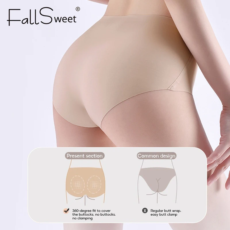 FalllSweet 4PCS Seamless Panties for Woman Ice Silk Underwear Soft Thin Briefs Women's Underpants Fashion Sexy Female Lingerie - Image 4