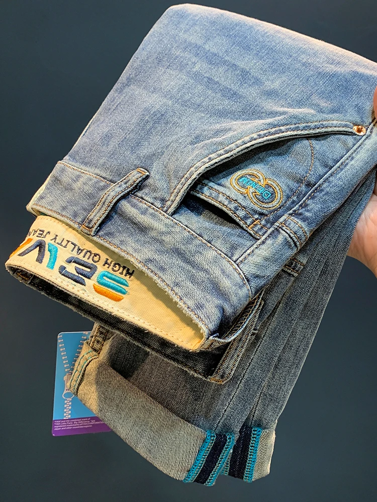 Summer Slim Fashion Jeans for Men's 2024 New Heavy Industry Embroidered Casual Slimming Harlan Pants