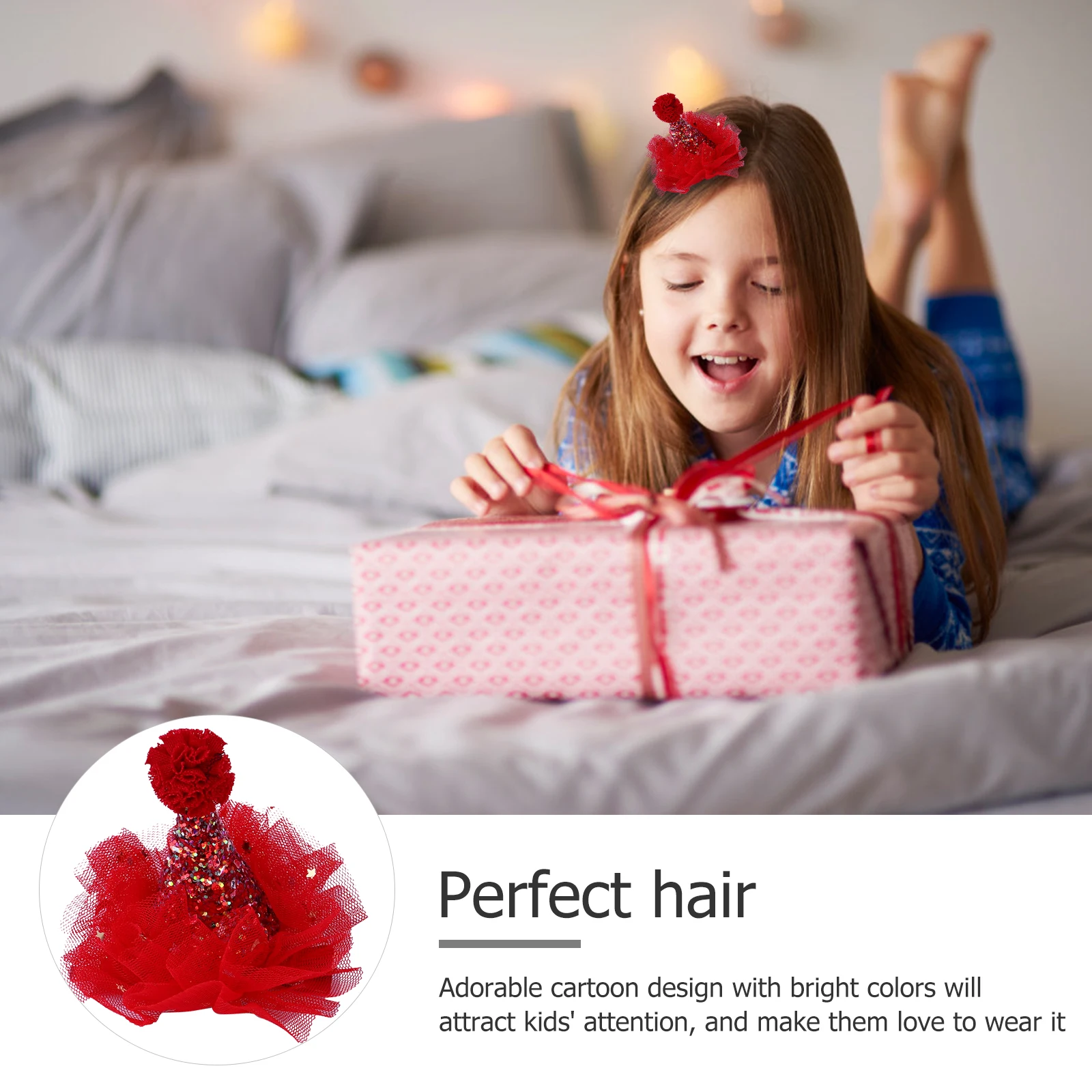 

5pcs Kids Hair Clips Baby Hairbands Christmas Hats Birthday Barrettes Sequins Accessories Bright Cartoon Designs Portable
