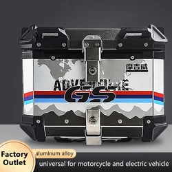 55L 65L Motorcycle Trunk Rear Luggage Storage Box Aluminum Top Case Universal Moto Tail Box Helmet Key Lock Toolbox Top Box