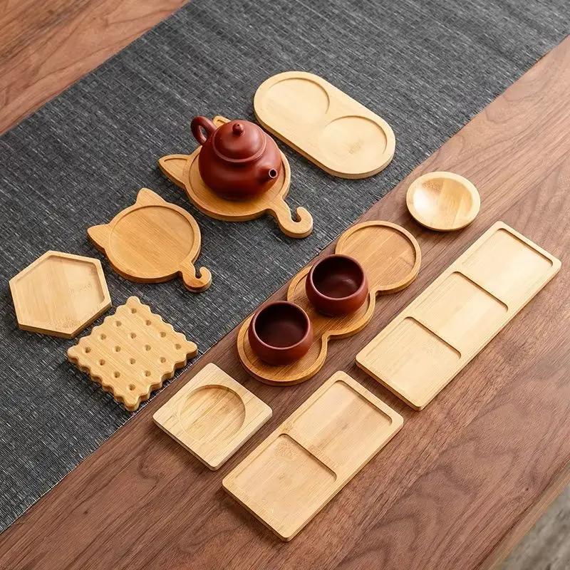 Heat Insulation Bamboo Coaster Tray Irregular Cup Mat Flower Pot Holder Snack Plate Ceramic Cup Accessories Decor Ornament Tray