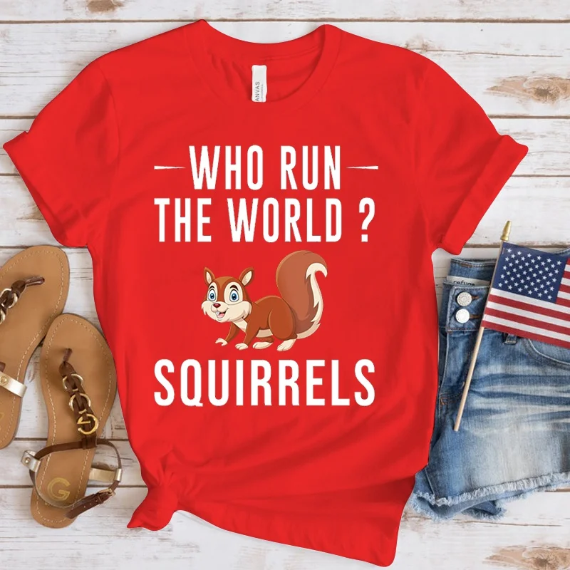 New Squirrels Print T Shirts Women Men Casual Round Neck Tees Top Summer Cool Loose Short Sleeve