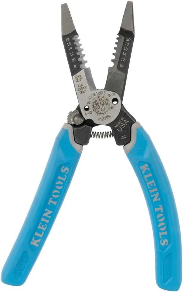 

Heavy Duty Wire Cutters with Lock, Made in USA, Strips 8-20 AWG Wires for Professional Use