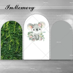 Koala Theme Chiara Wall Arch Backdrop Cover for Kids Baby Shower Birthday Party Background Grey Green Grass Banner Doubleside