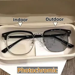 Gafas fotocromáticas para miopía a la moda para hombre y mujer, gafas para miopía que cambian de Color para exteriores, gafas Vintage con menos dioptrías
