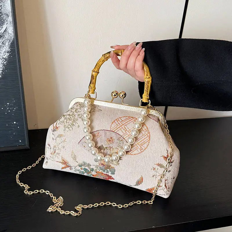 

New Style Floral Brocade Bag Strap Women's Traditional Party Handbag shoulderbag Retro Minimalist Fashion Travel Casual Commute
