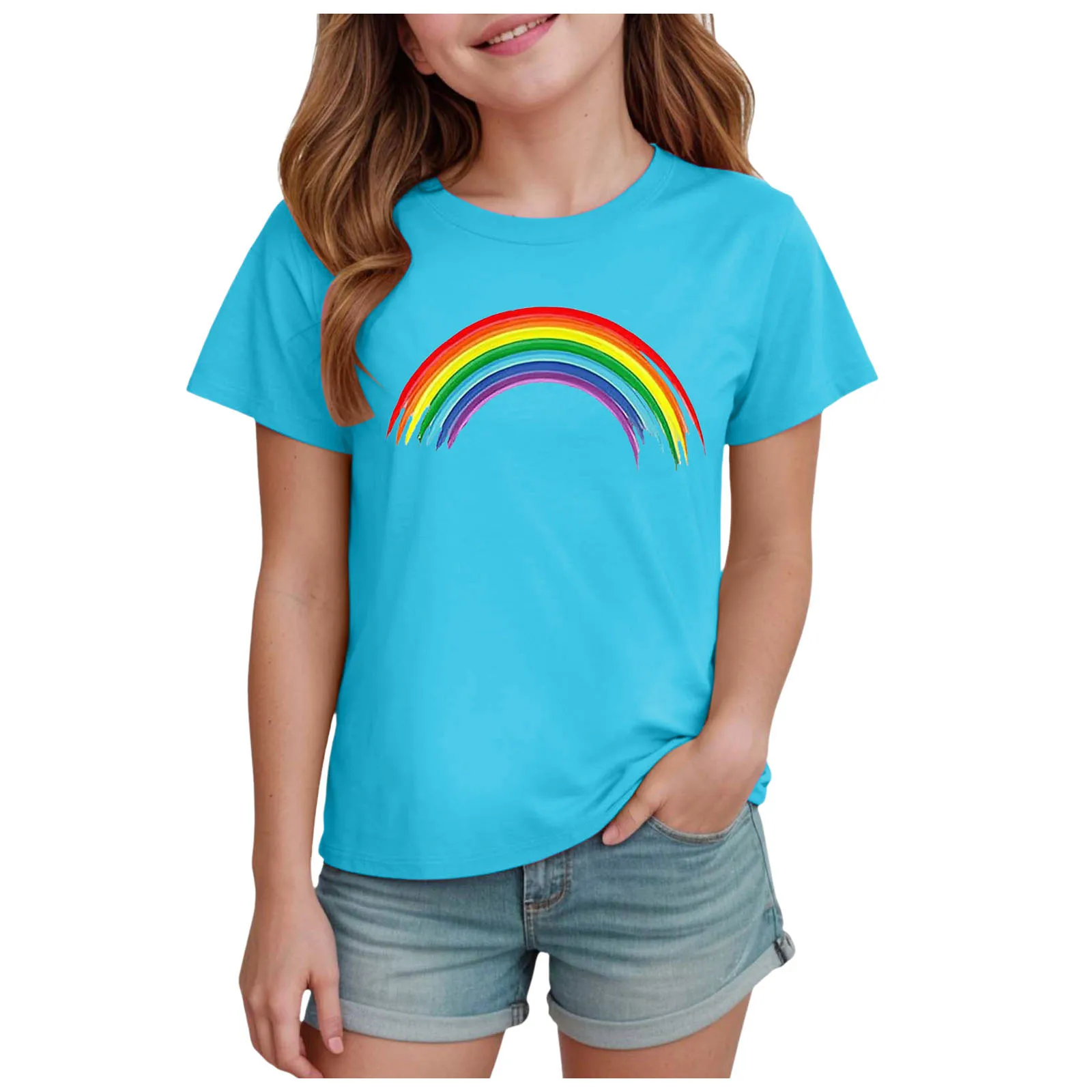 

2t Shirt Pack Girl Girls Comfortable Breathable Short Sleeve Children Cute T Shirt Printing Shirts Girls Size 6