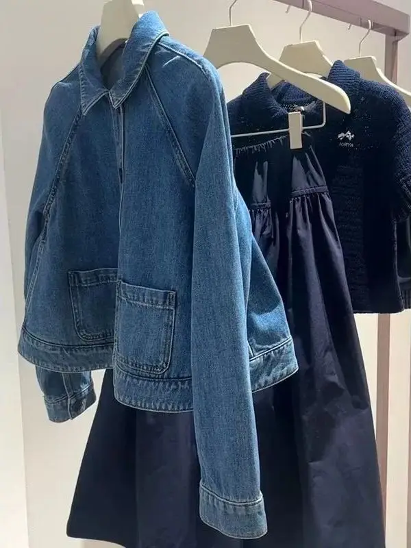 plus Size Casual Style Artistic Denim Jacket Women's Loose Fashionable Collared Shirt Autumn Winter Large Size Women's Clothing