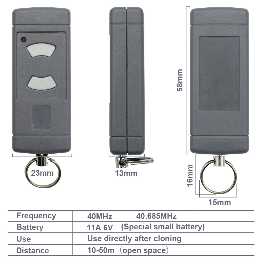 Imagem -06 - Controle Remoto Keychain para Garagem Compatível com Hormann Baixa Frequência Hsm4 Hsm2 Hs2 Hs4 Hse2 Hse4 40.685mhz