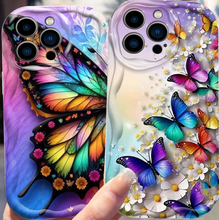 

Butterfly Luxury Beautiful Art For Apple iPhone 15 14 13 12 11 XS XR X Pro Max Plus Wave Oil Funda Phone Case