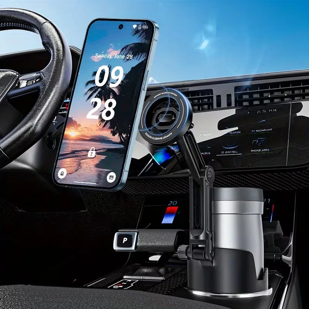 Magnetic Car Cup Holder Phone Mount Foldable Multi Angle Adjustable Cradle Stand for IPhone for Samsung Universal Auto Accessory