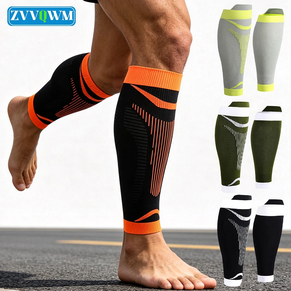 1 Paar elastische Sport-Kompressionsmanschetten für Männer und Frauen, fußlose Socken, Beinkompressionsstütze für Laufen, Fußball, Radfahren