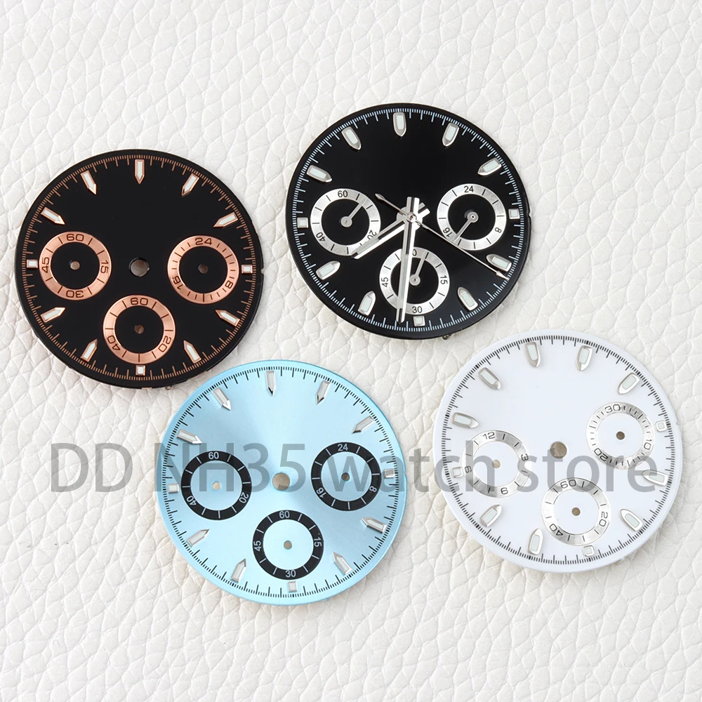 

VK63 29mm Dial Green luminous Dial Face Pointers for VK63 Quartz Movement Watch Accessories DAYTONA Watch Dial Replacement Parts