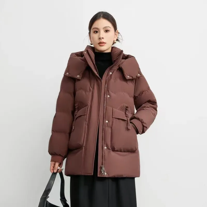 

2025 Winter Down Jacket Women Loose Hooded Casual All-Match Thicken Warm Down Cotton Jacket Parkas Female Outwear Overcoat