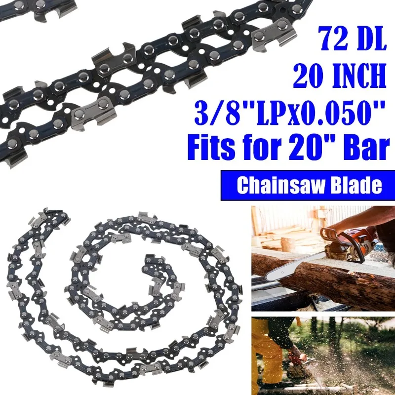 

20 Inch Metal Chainsaw Chain 3/8" LP Saw Chain 72 Drive Link Electric Saw Accessory Replacement Chainsaw Saw Chain
