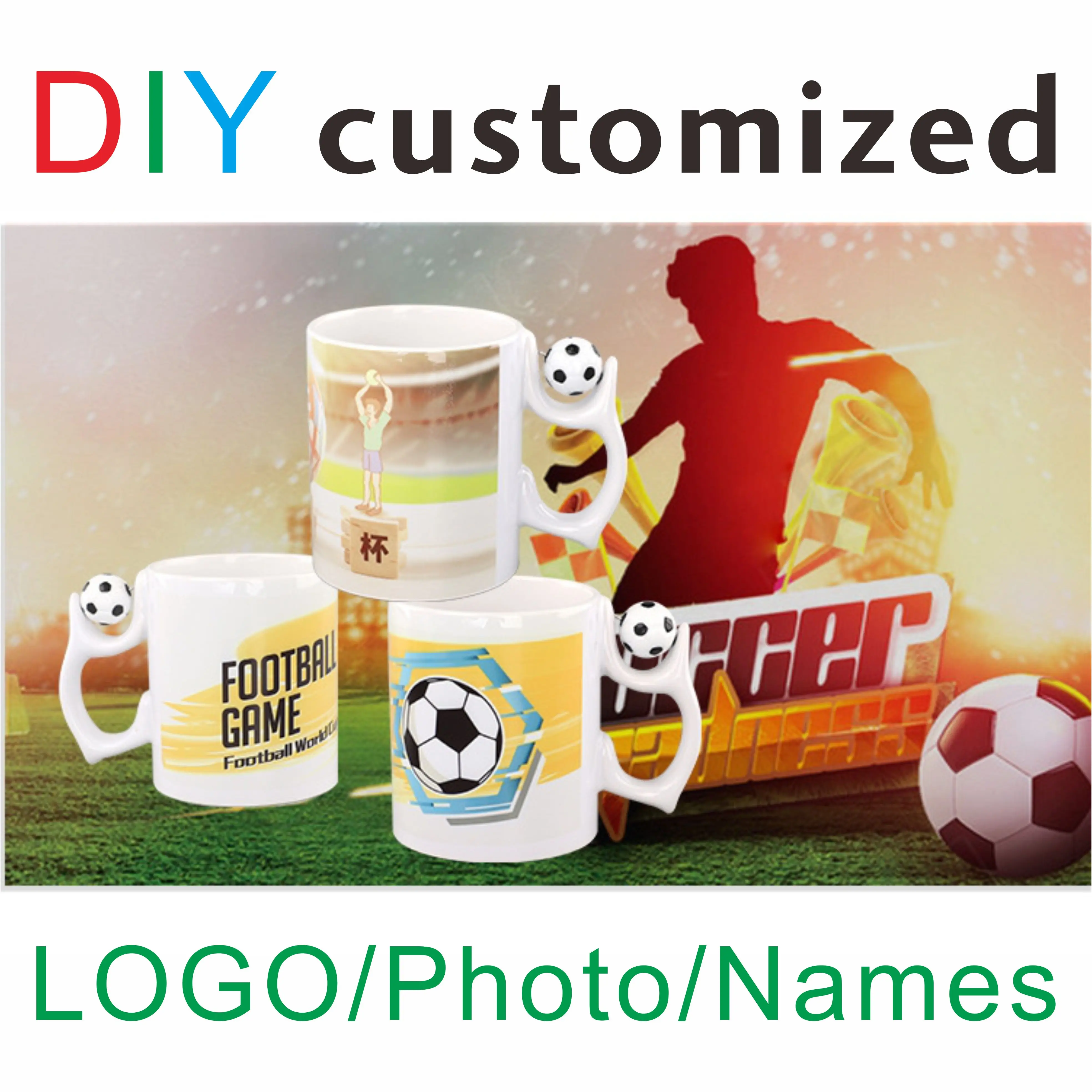 

Customized Football Cup 11OZ Ceramic Mug LOGO PHOTO Name Print Personalized Coffee Milk Cup Creative Present Cute Gift