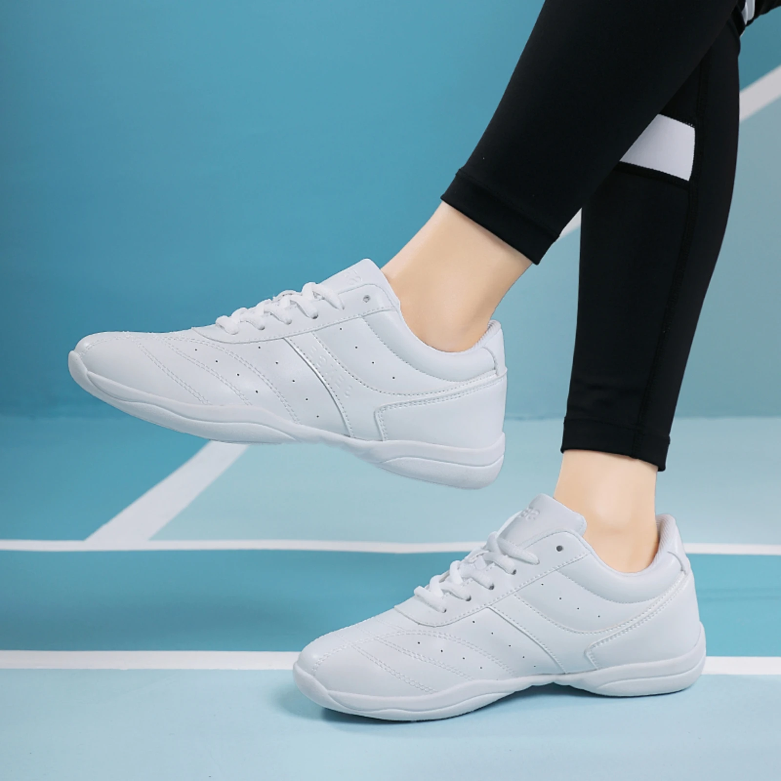 White Cheerleading Dance Shoes For Youth Girls Professional Aerobics Training Sports Sneakers SG01