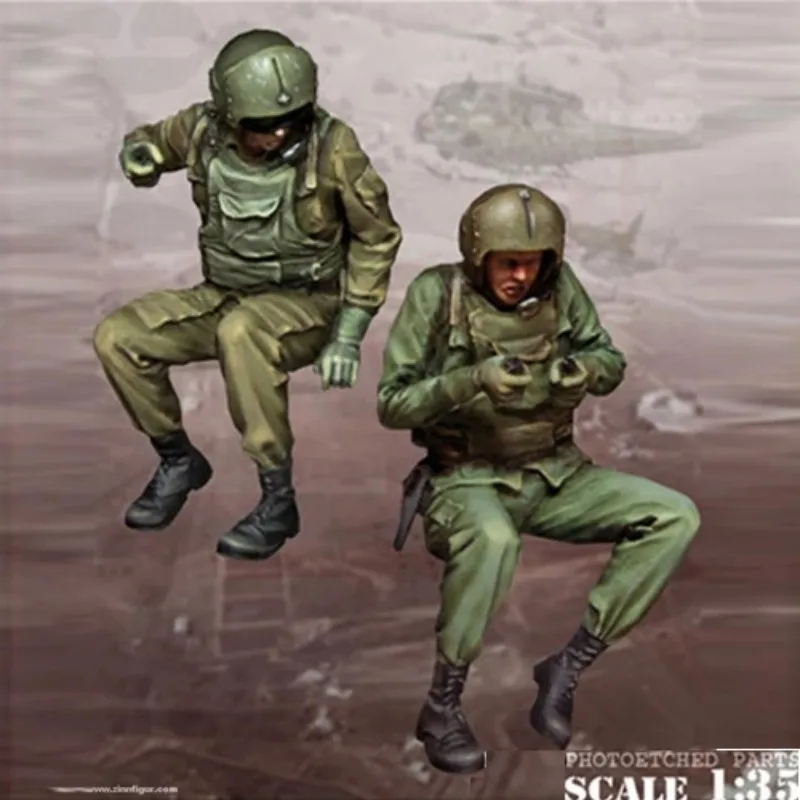 Harzfiguren-Modellbausätze im Maßstab 1:35, Militärthema, Pilotensoldat, zwei Figuren, Hobby-Miniaturen, unmontiert und unbemalt 542