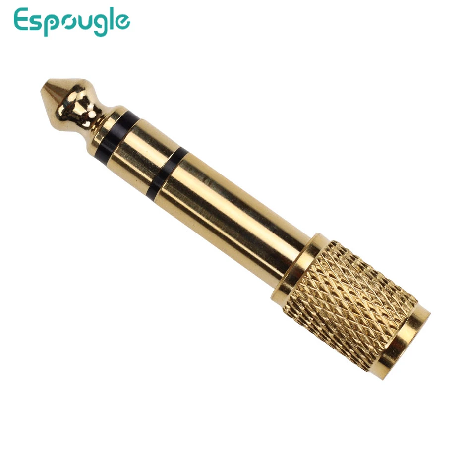 300 stücke Gold-überzogene 6,5mm Stecker auf 3,5mm Weibliche Jack Stecker Audio Headset Mikrofon Gitarre Aufnahme Adapter