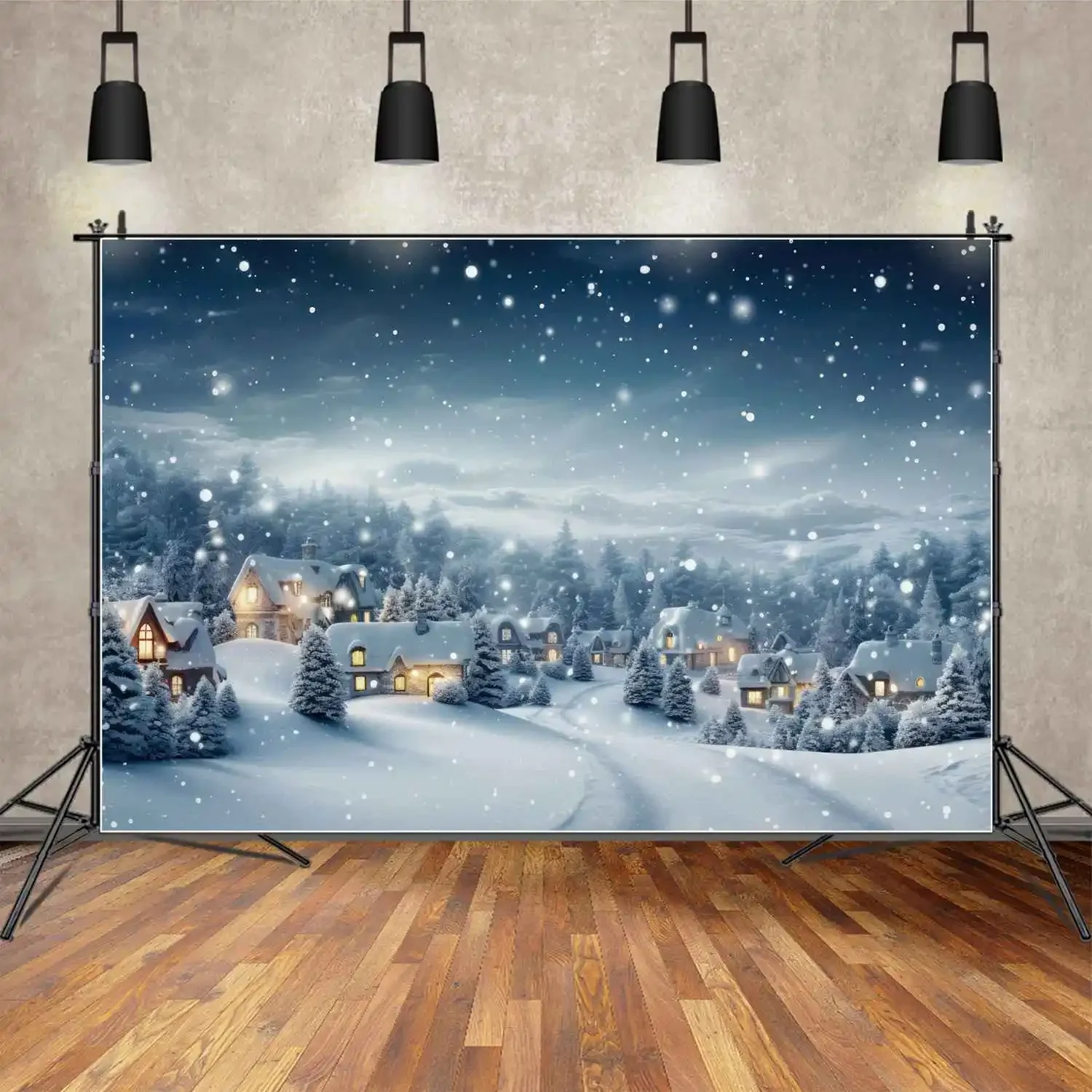 MOON.QG-fondo personalizado para niños, Decoración de cumpleaños, vacaciones, fotomatón, copo de nieve, nieve, invierno, hogar Rural