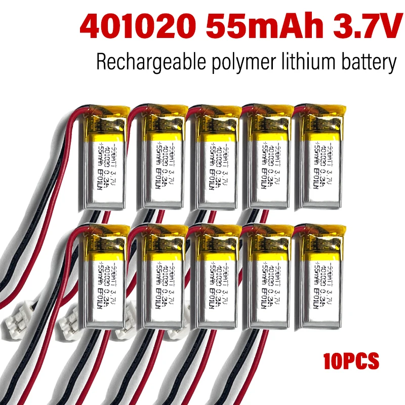 

401020 50mAh 3.7V Polymer Lithium Battery Li-po For Toys Cars Bluetooth Speaker Bluetooth Headset Recording Pens GPS LED lights