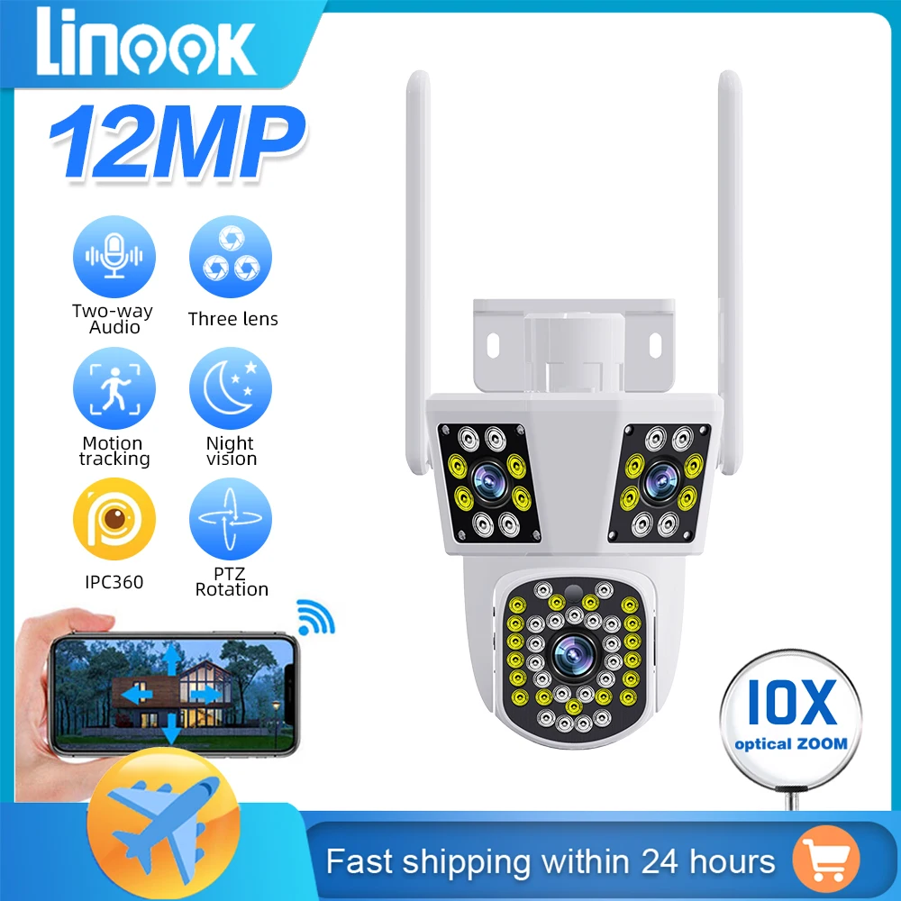 

Linook,IPC360,3 lenses,outdoor security monitoring camera,closed-circuit television camera,4K,12MP,wireless camera,IP security