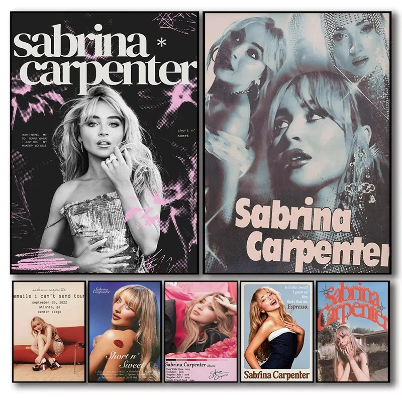 Singer Sabrina Carpenter Popular Music Poster Short N Sweet Album Vintage Canvas Art Picture Wall Fans Gift Living Home Decor