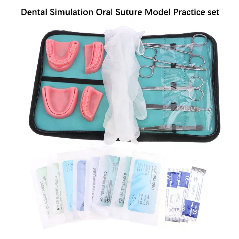 

1Set Suture Teaching Operate Kit Dental Surgical Suture Training Kit Dentistry Practice Model Training Pad Scissors Tool