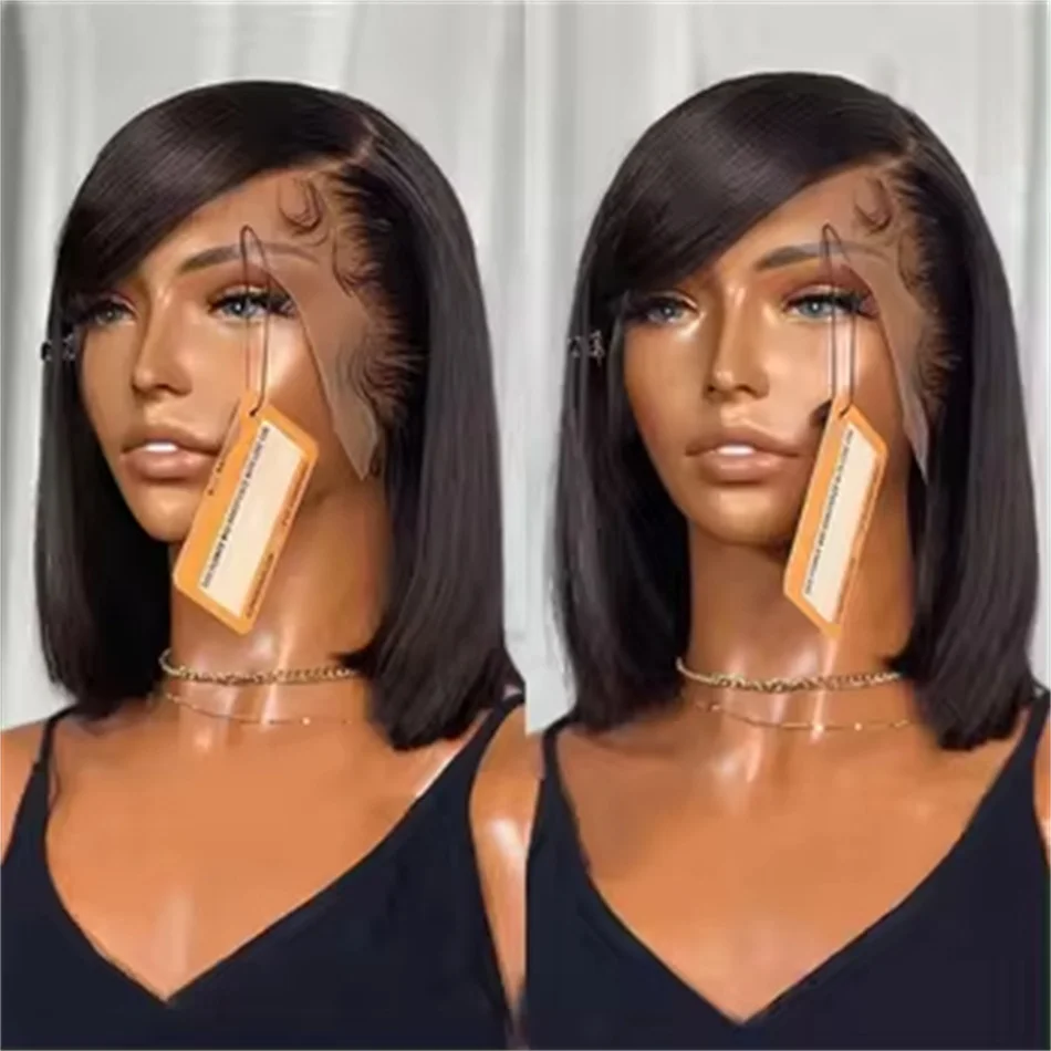 Short Bob Straight 13X4 Transparent Lace Front HD Wig 180 Density 100% Human Hair Pre Plucked Wigs 4X4 For Black Women