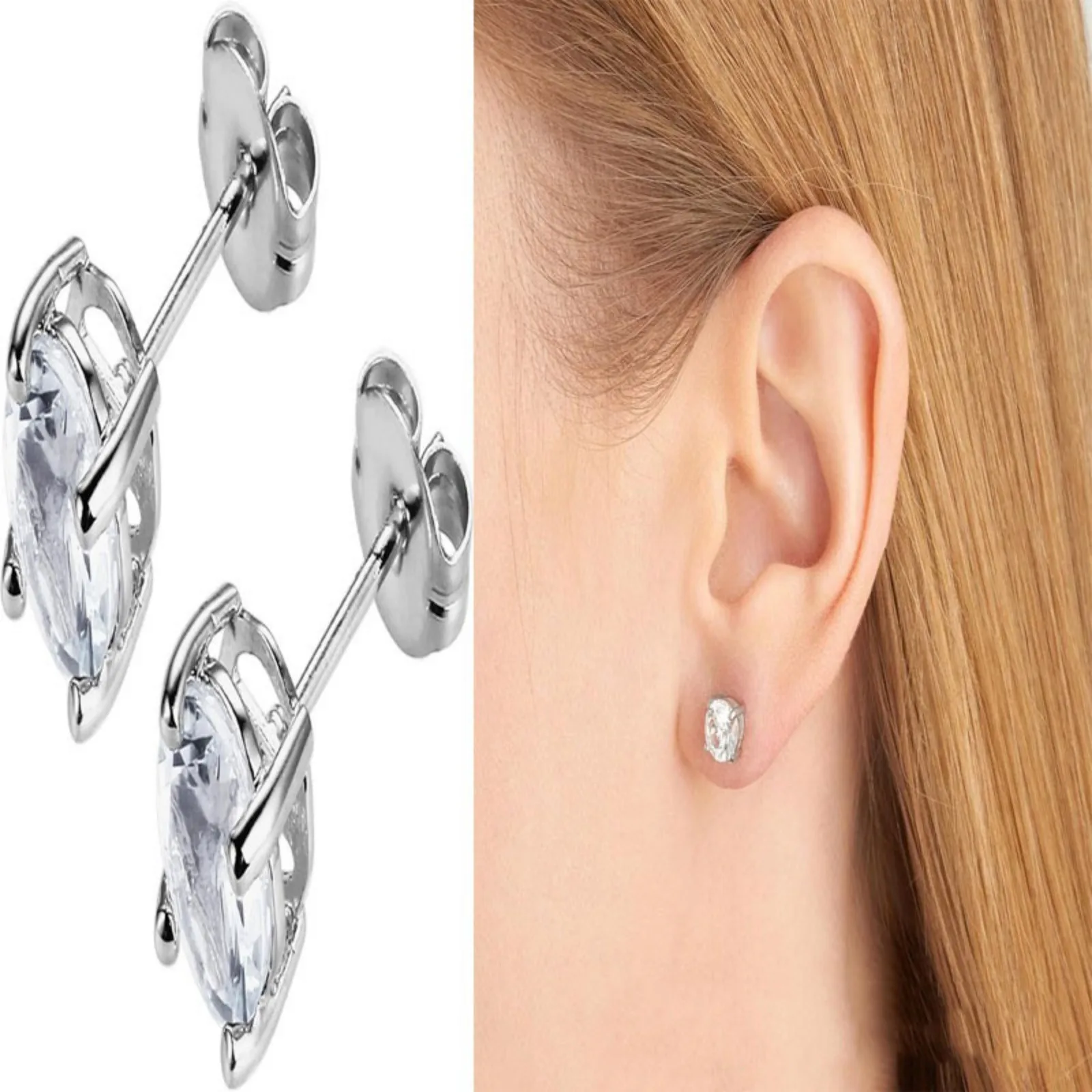 1Pair Casual Dainty Stainless Steel Stud Earrings Silver Color Round Multicolor Cubic Zirconia Earrings For Women Jewelry Gift