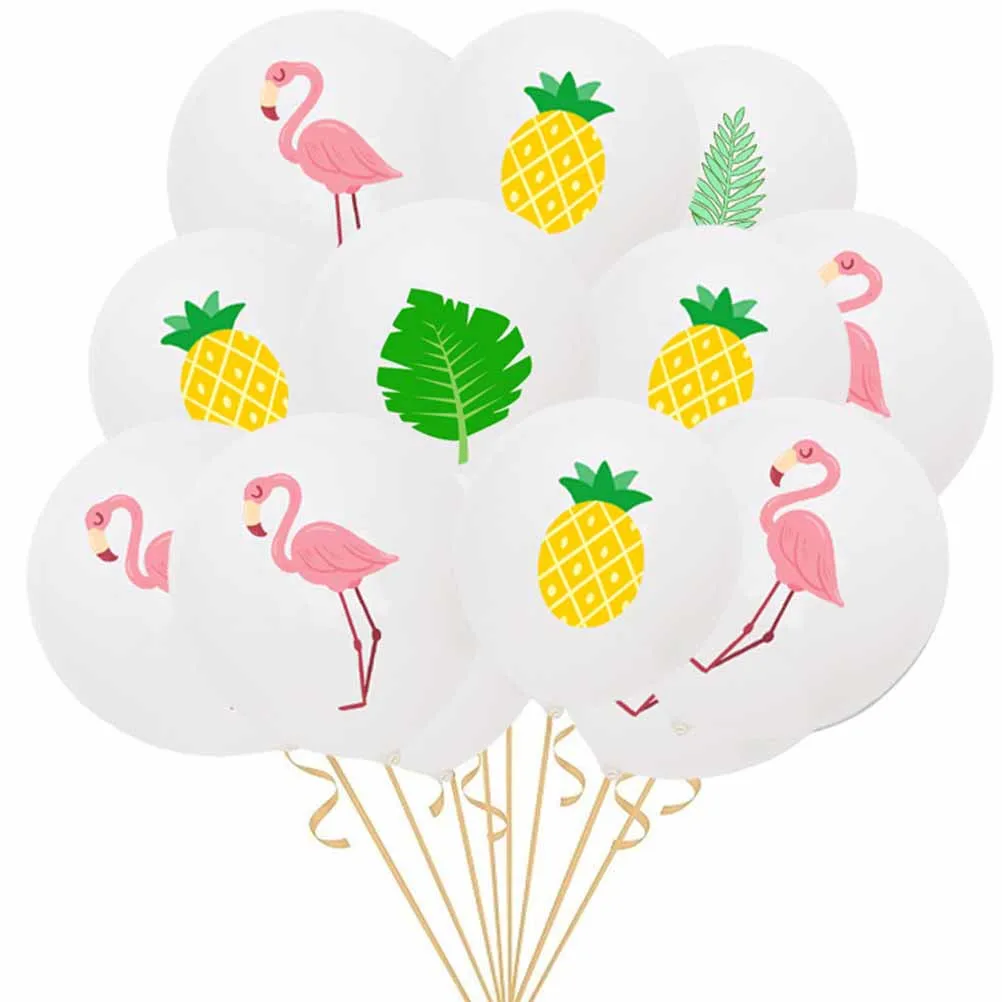 

50Pcs 12 Inches Hawaiian Latex Balloons Summer Party Supplies Flamingo Printing Decorations No Ribbon Included
